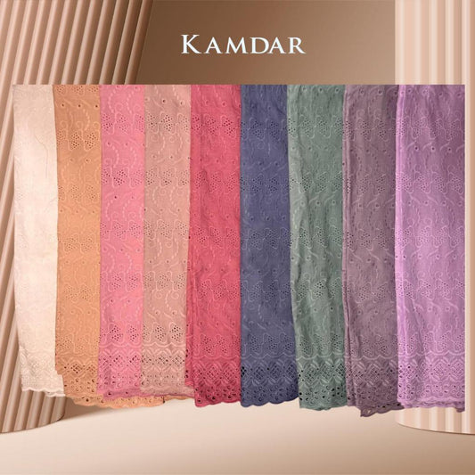 KAMDAR Cotton Embroidery Bow Pure Bidang 42" Open Meter (Kain Ela) - Texture & Timbul