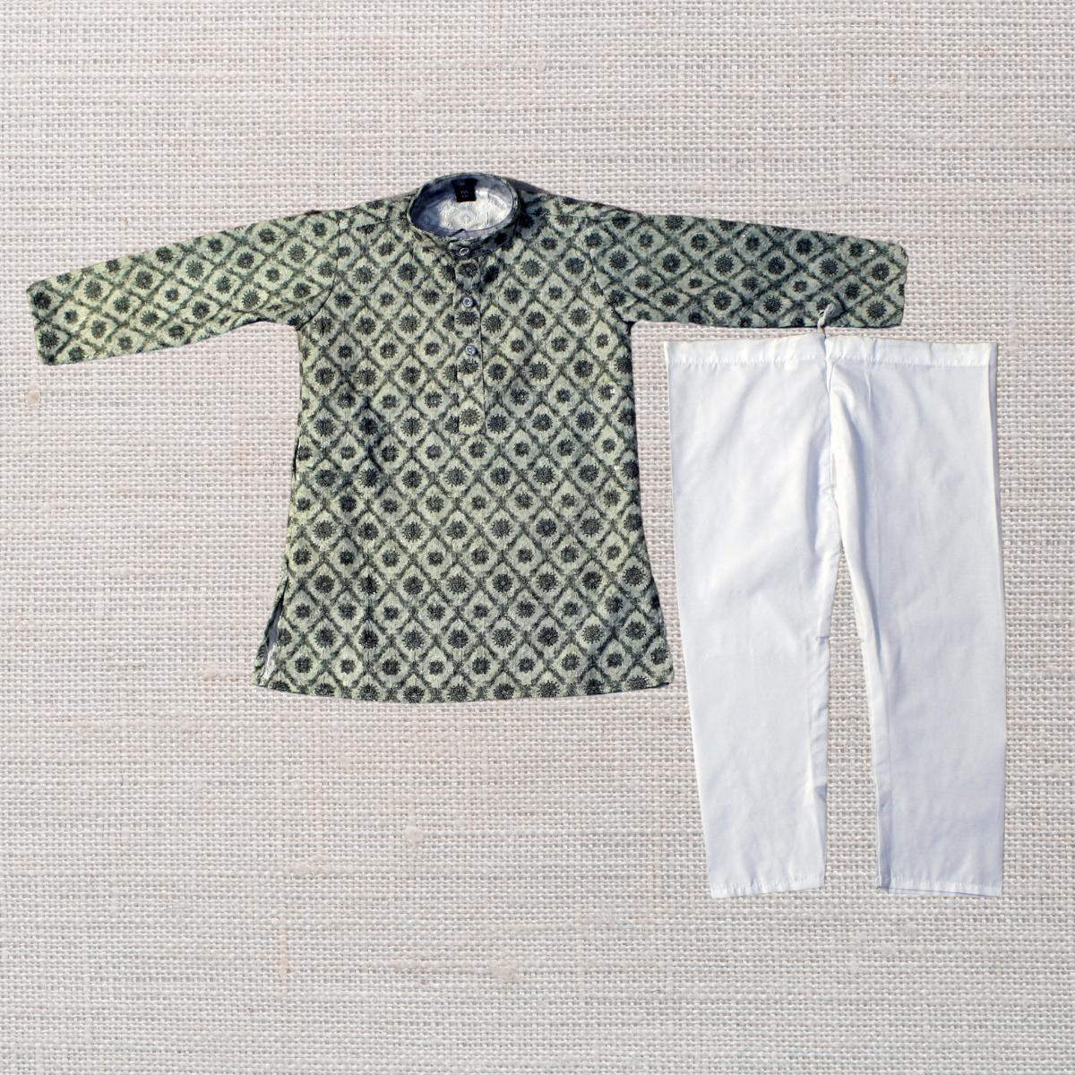 KAMDAR Jehan Kurta Set Kurta Kanak-kanak dengan Seluar Kurta Etnik Piyama untuk Kanak-kanak Lelaki, Pakaian Etnik India Mampu Milik Katun Kurta Budak Murah Fesyen Baju Deepavali