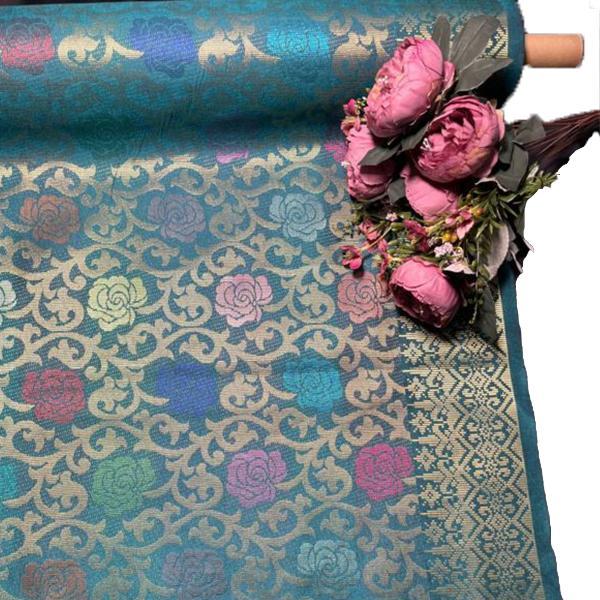 Kain Songket Metallic Rose Garden Bidang Eksklusif 44" Open Meter