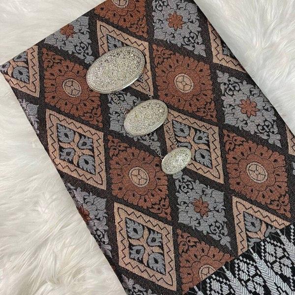 Orange Songket and Taffeta Plain Combo Set