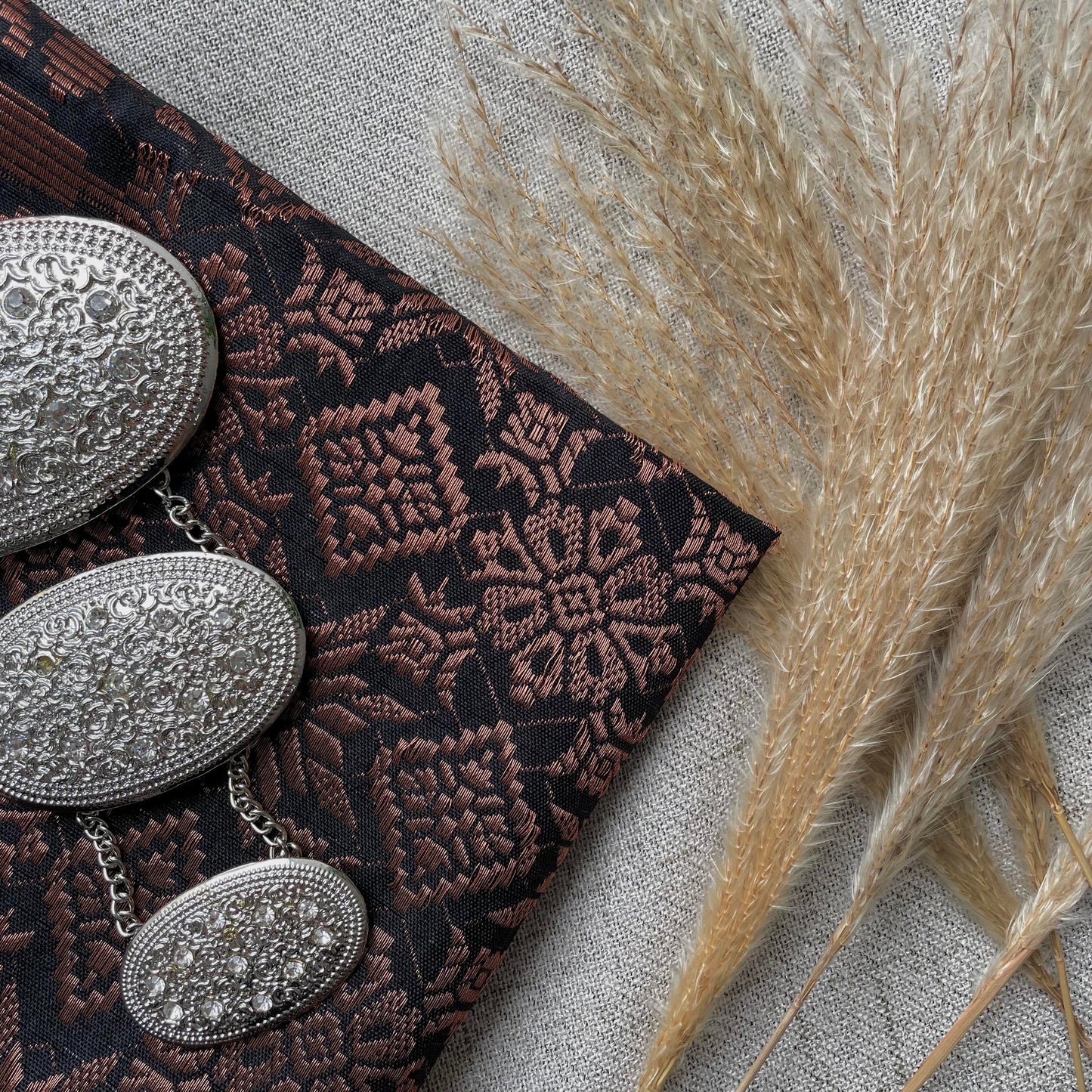 Black and White Cotton Eyelet with Metallic Songket