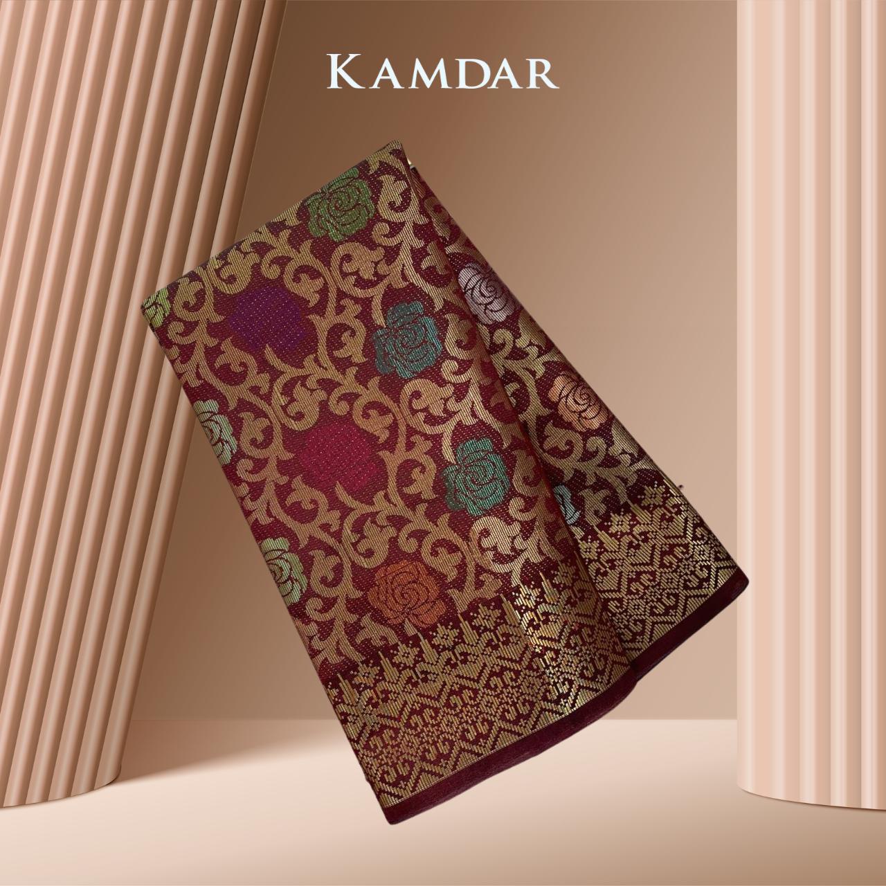 Kain Songket Metallic Rose Garden Bidang Eksklusif 44" Open Meter