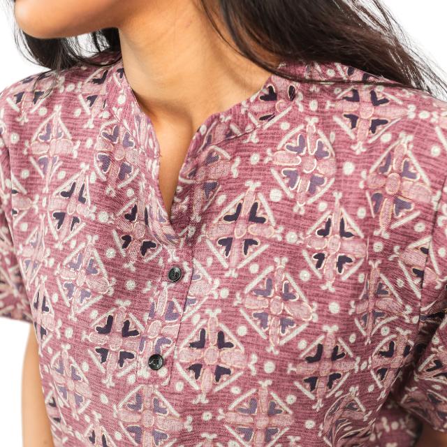 KAMDAR Printed Kurti/Top With Mandarin Collar 3 Button for Women (M-3XL) Plus Sizes Gaya Kasual Lengan Trendy & Selesa Kurti Murah