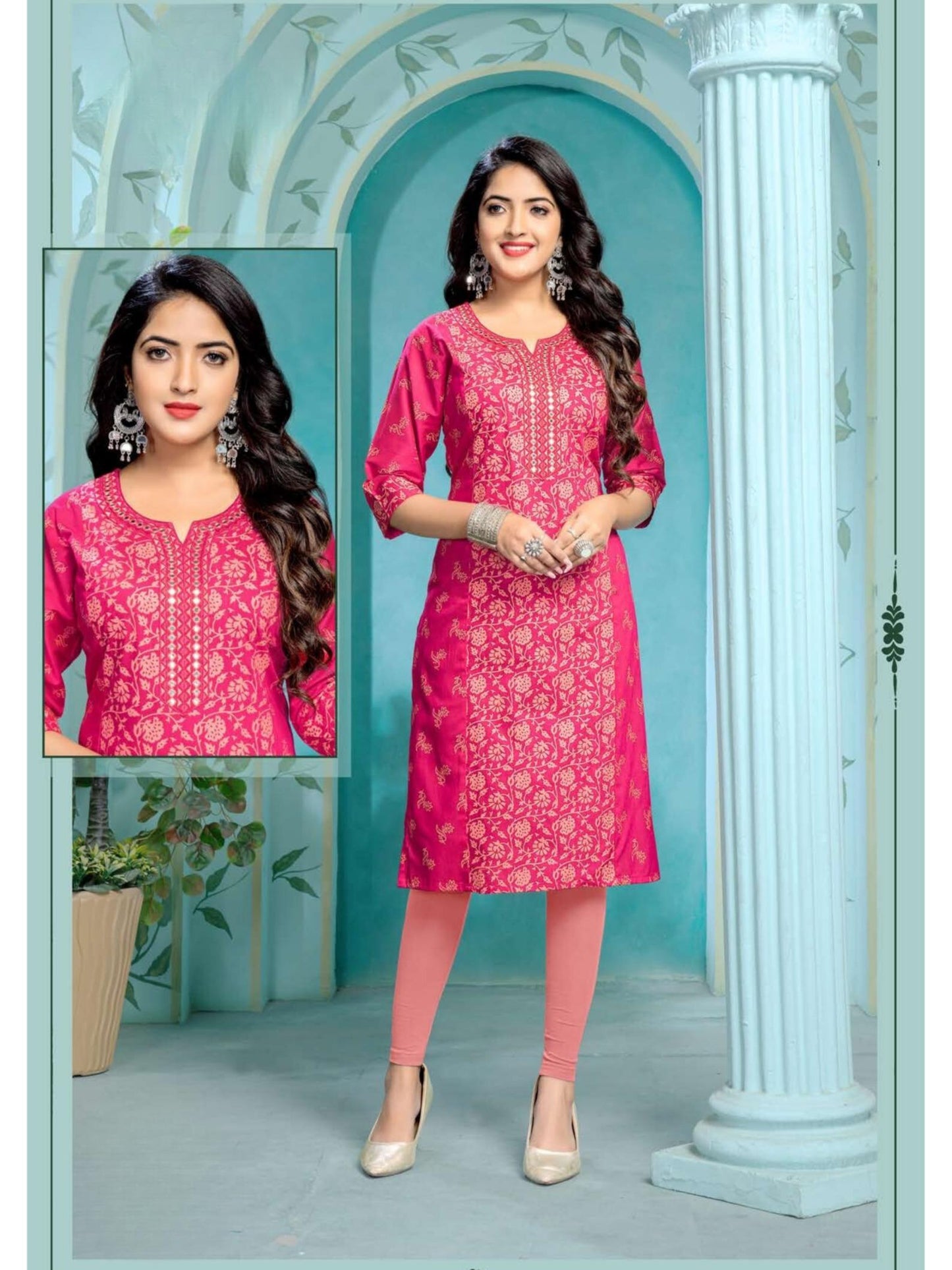 Tina Slub Print with Embroidery Kurti Top