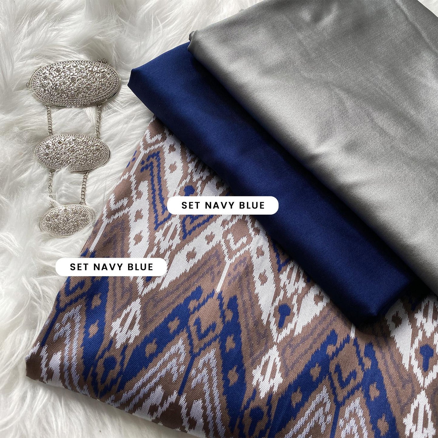 Plain Taffeta with Matching Ikkat Jacquard Combo Set