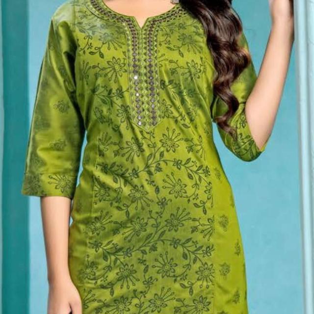 Tina Slub Print with Embroidery Kurti Top