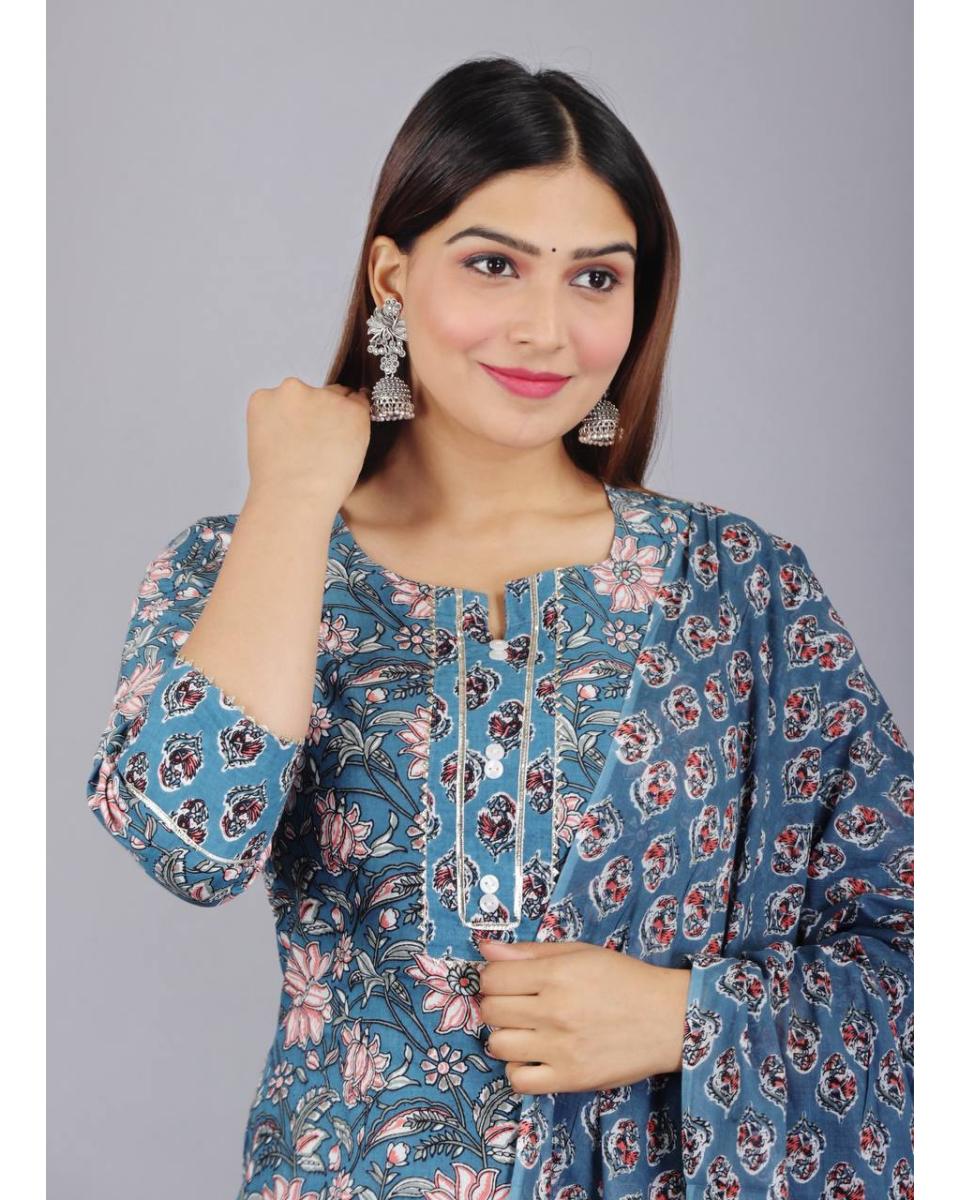 Athiya Premium Cotton Kurti Set With Dupatta