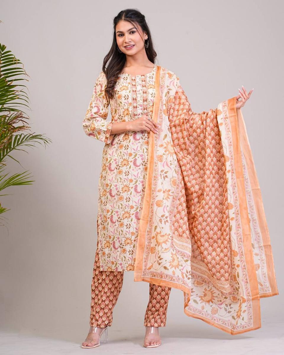 Set Kurti Kapas Premium KAMDAR Kamya Dengan Dupatta Sedia untuk Wanita Tema Bollywood Pakaian Trendi Pakaian Tradisional Deepavali 2024 Lengan Pakaian