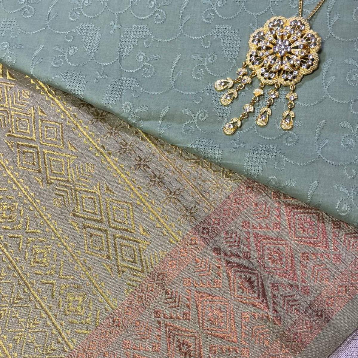 Jalur Songket with Mix Cotton Embroidery Combo Set