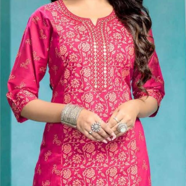 Tina Slub Print with Embroidery Kurti Top