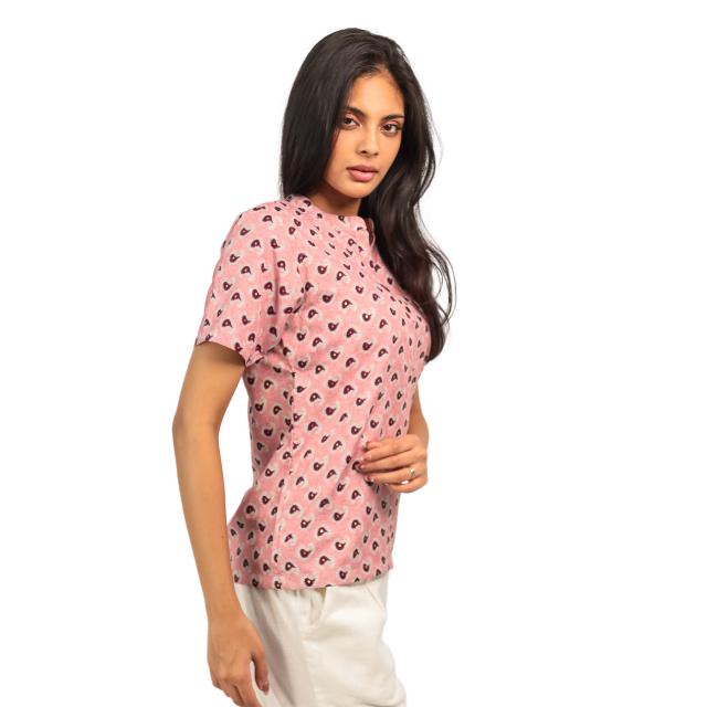 Kurti Bercetak KAMDAR/Atas Dengan Kolar Mandarin 3 Butang untuk Wanita (S-3XL) Plus Saiz Gaya Kasual Lengan Trendy & Selesa Kurti Murah