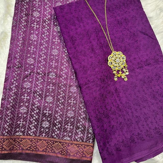 Deep Cotton Cambric 40S with Metallic Songket Combo Set