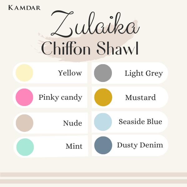 Zulaikha Chiffon Plain Shawl 2 Meter