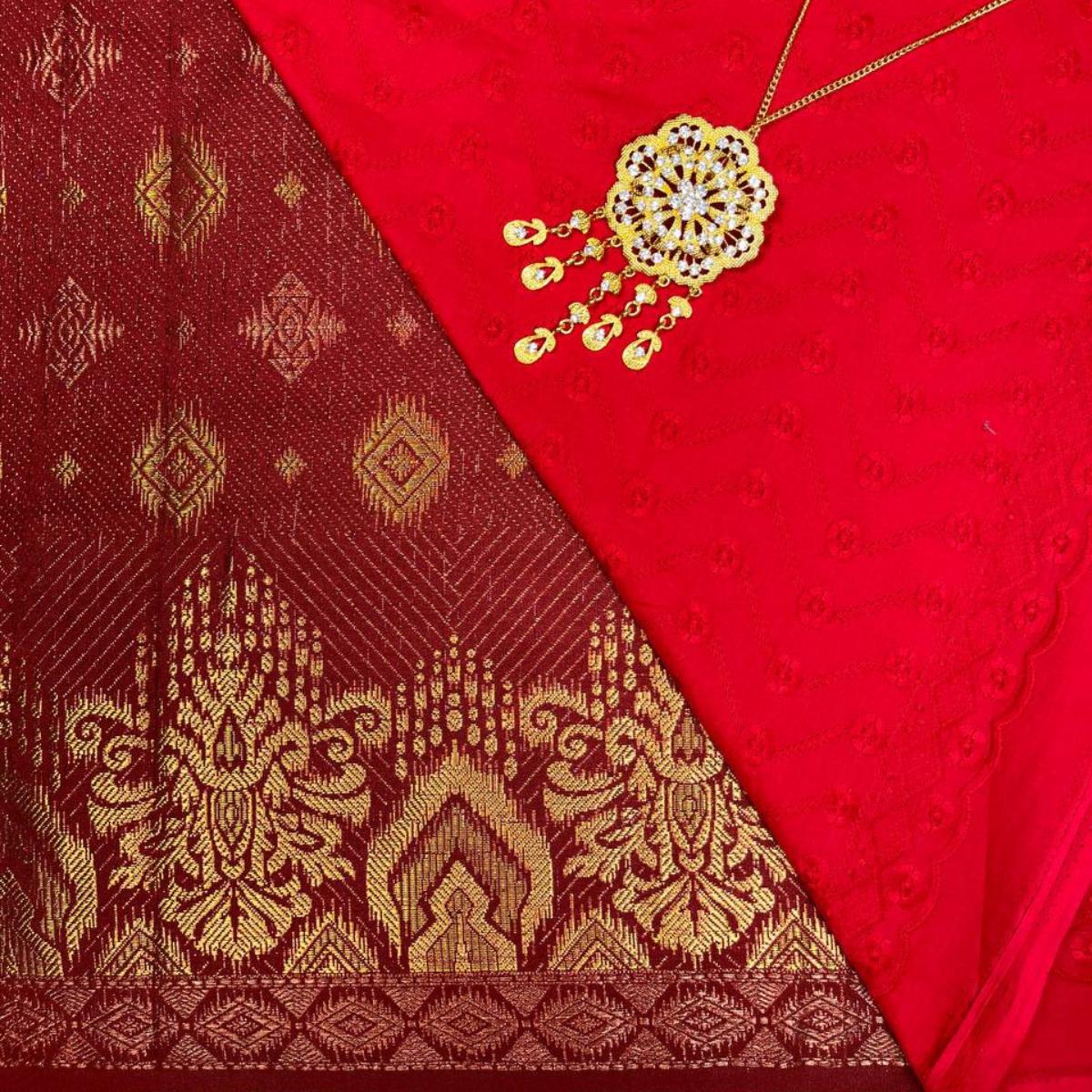 Big Border Songket and Mix Cotton Embroidery Combo Set