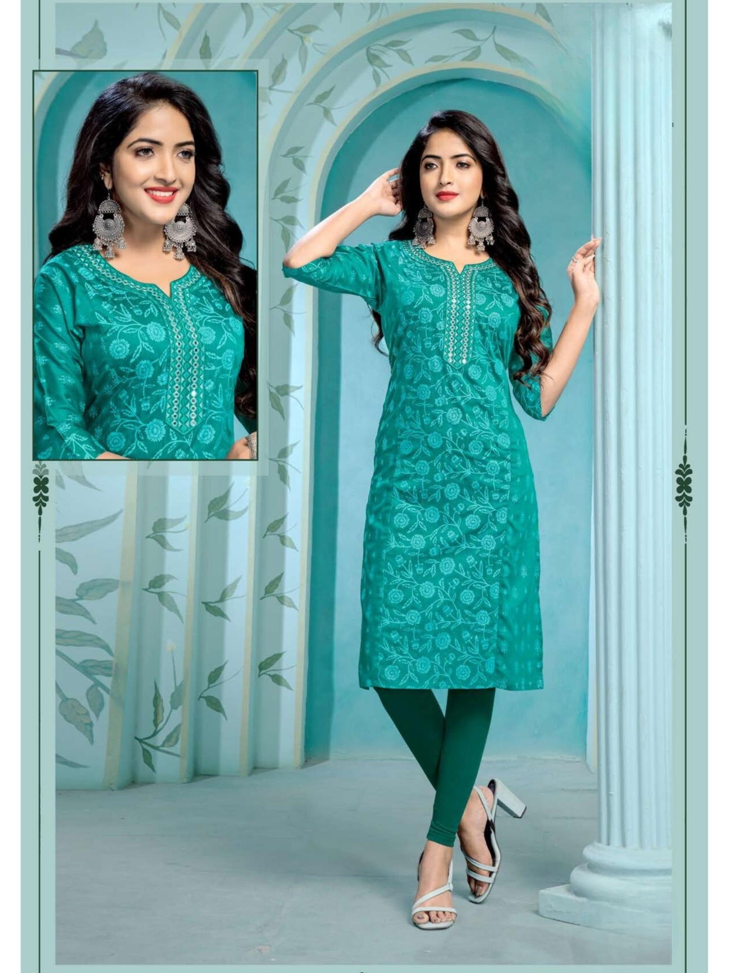Tina Slub Print with Embroidery Kurti Top