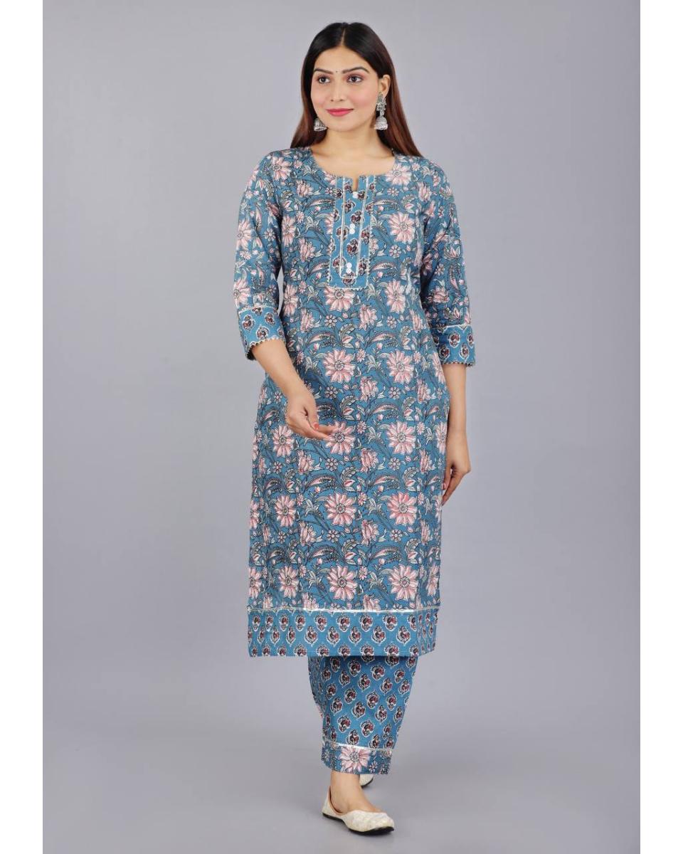 Athiya Premium Cotton Kurti Set With Dupatta