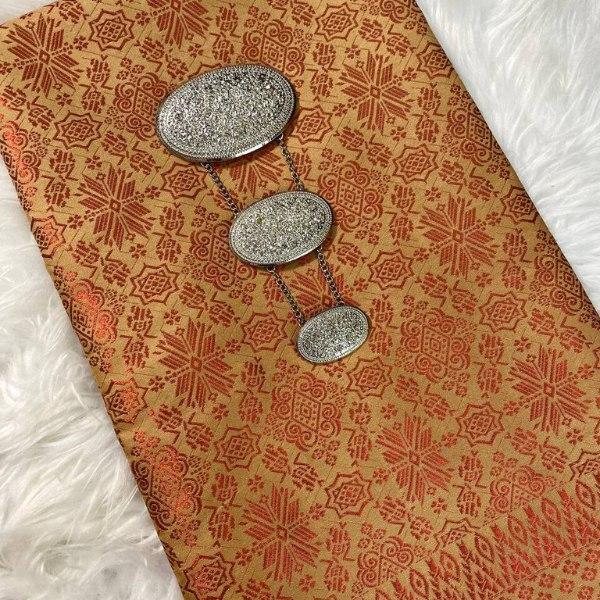 Orange Songket and Taffeta Plain Combo Set