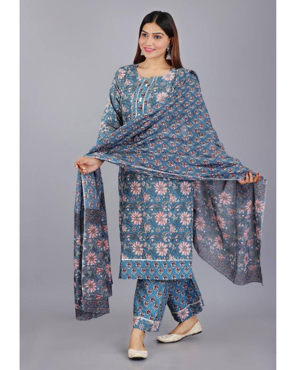 Athiya Premium Cotton Kurti Set With Dupatta