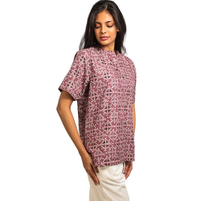 KAMDAR Printed Kurti/Top With Mandarin Collar 3 Button for Women (M-3XL) Plus Sizes Gaya Kasual Lengan Trendy & Selesa Kurti Murah