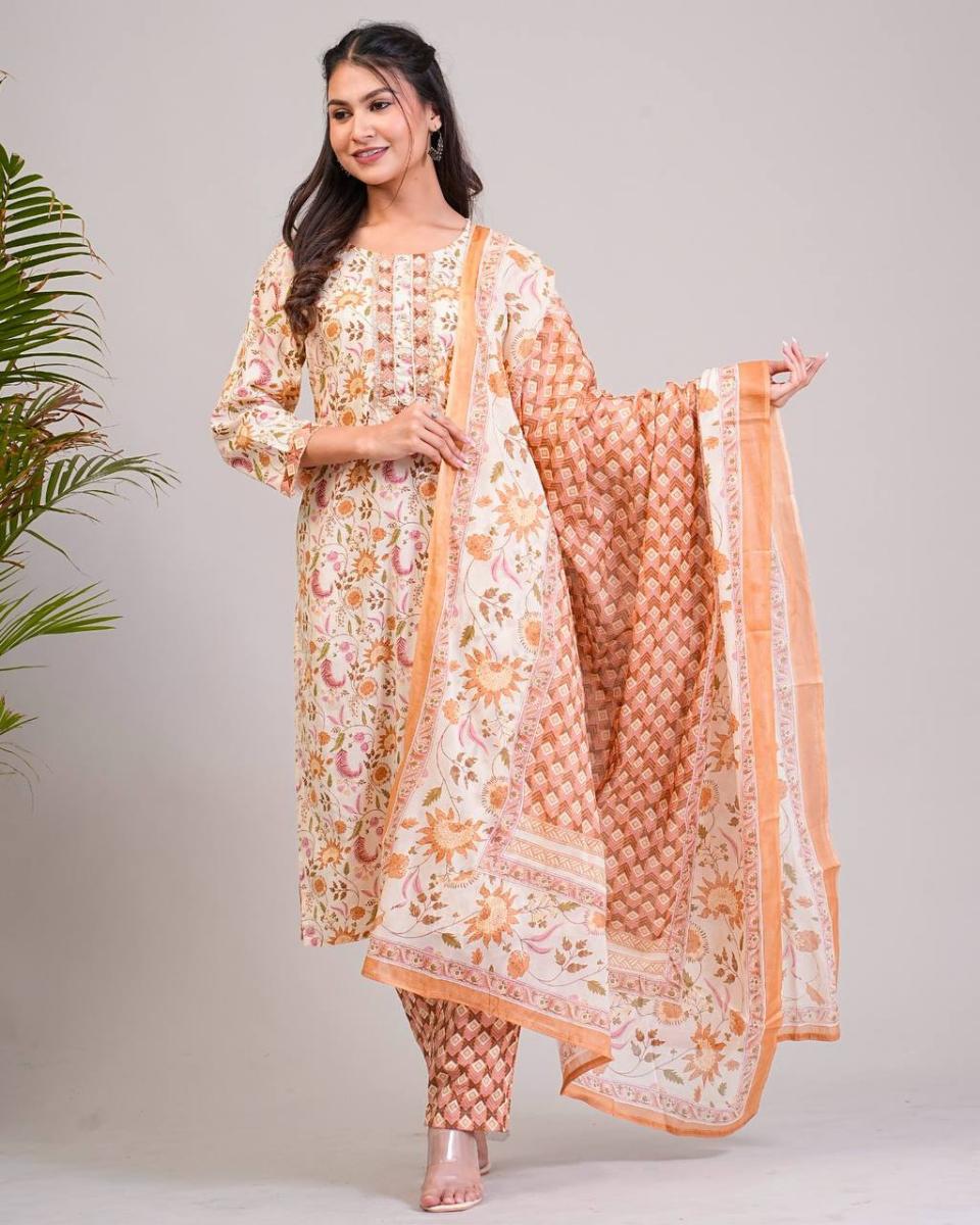 Set Kurti Kapas Premium KAMDAR Kamya Dengan Dupatta Sedia untuk Wanita Tema Bollywood Pakaian Trendi Pakaian Tradisional Deepavali 2024 Lengan Pakaian