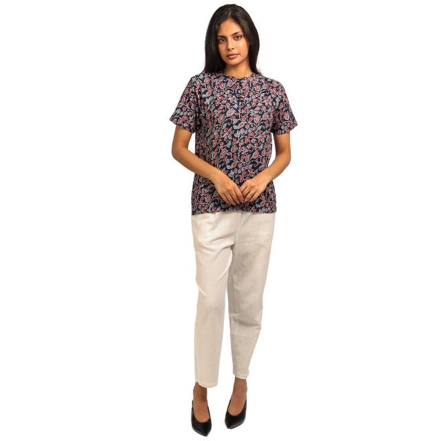 Utsav Floral Kurti Top with Mandarin Collar