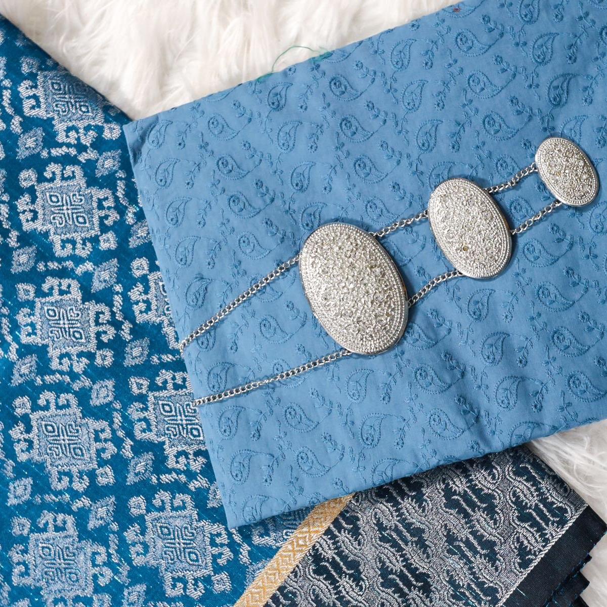 SET KAIN COTTON EYELET DAN MATCHING SONGKET