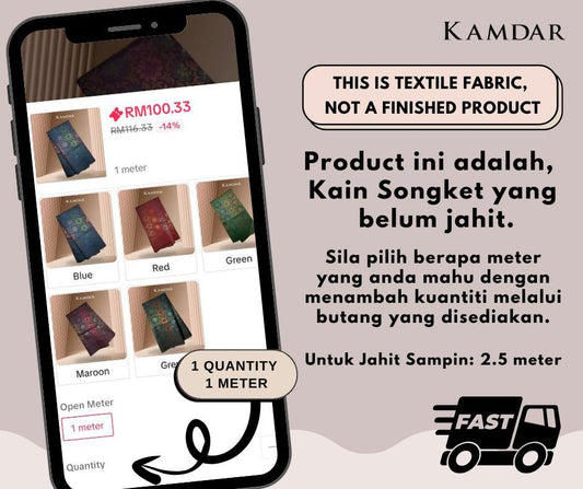 Honeycomb Metallic Songket 44"