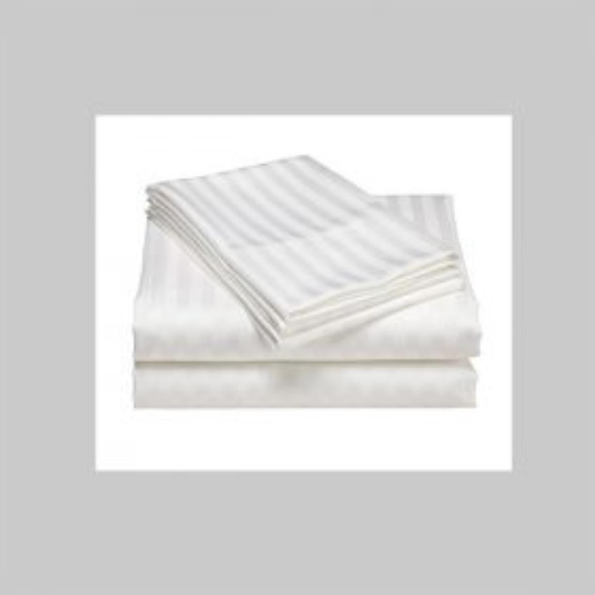 Cadar Katil Rata KAMDAR T250 1 inci Stripe Bestseller Ready Stock untuk Hotel, Rumah dan AirBnB Cadar Katil Putih Soft