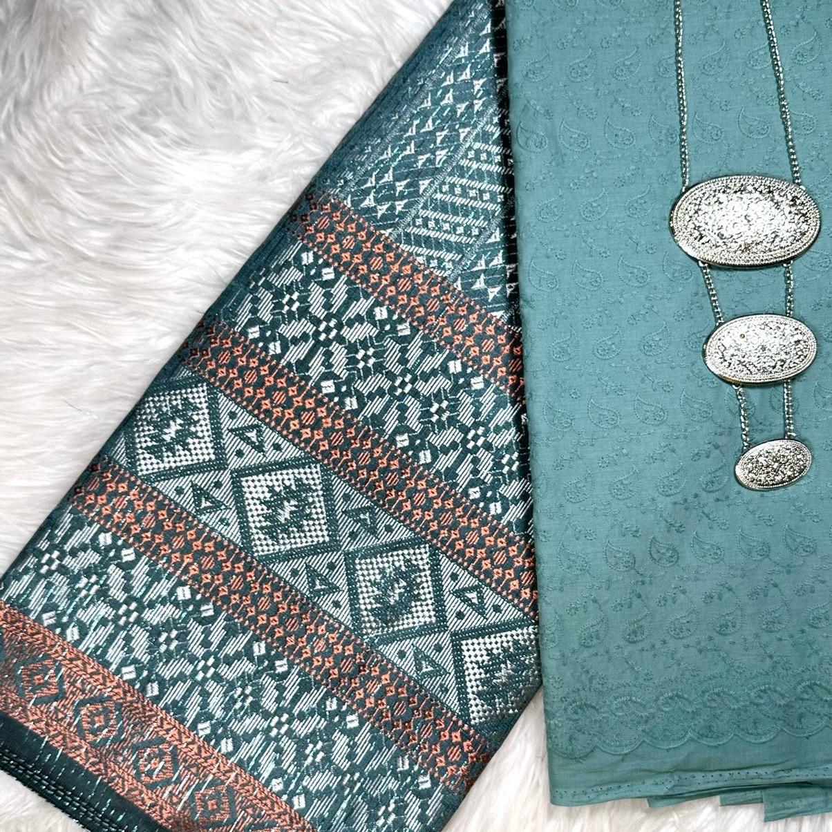 SET KAIN COTTON EYELET DAN MATCHING SONGKET