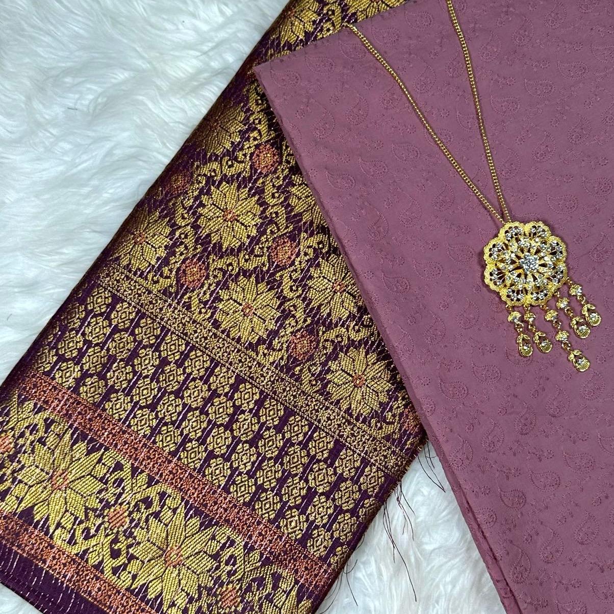 SET KAIN COTTON EYELET DAN MATCHING SONGKET