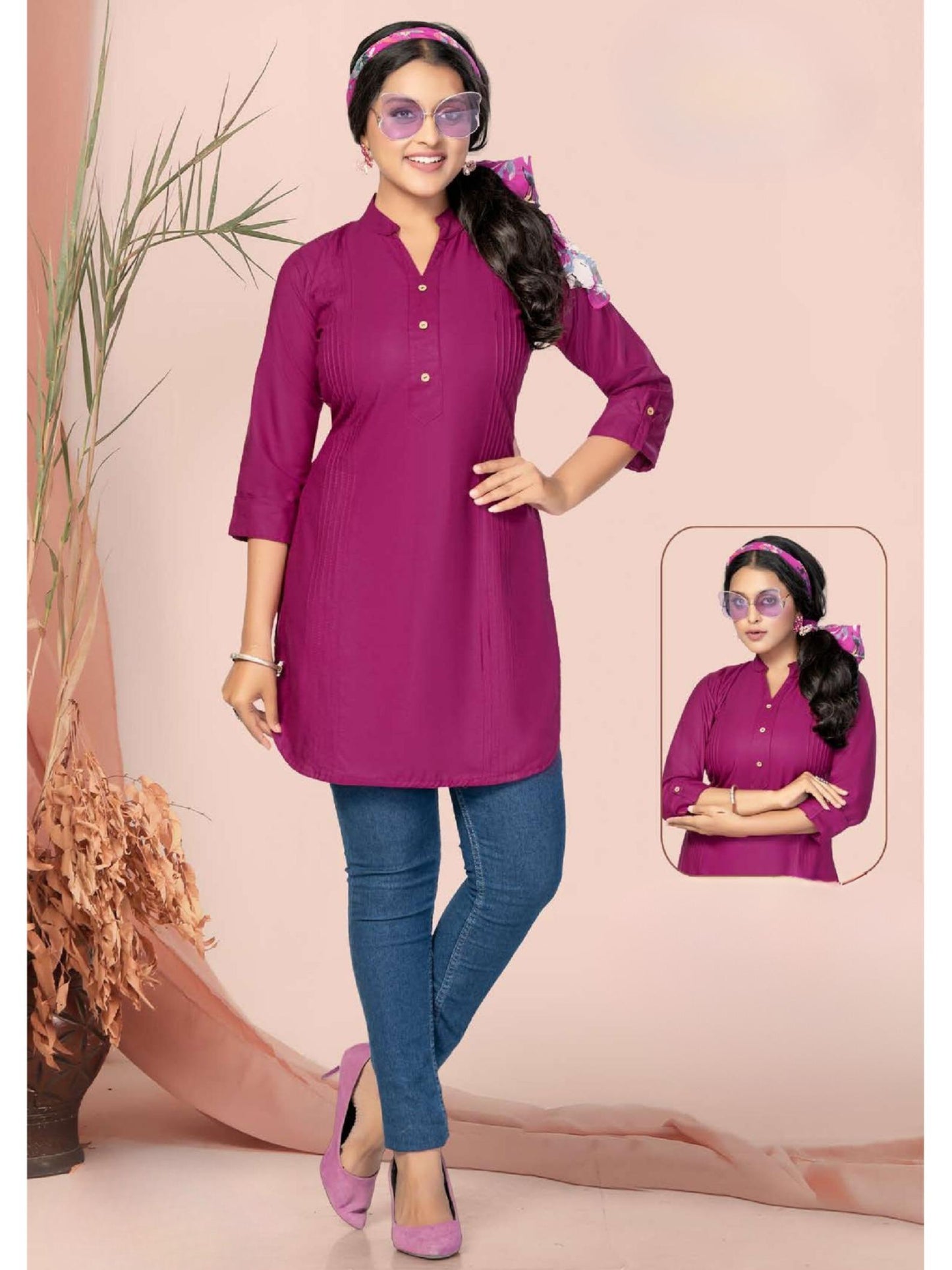 Krishana Heavy Rayon Print with Embroidery Kurti Top