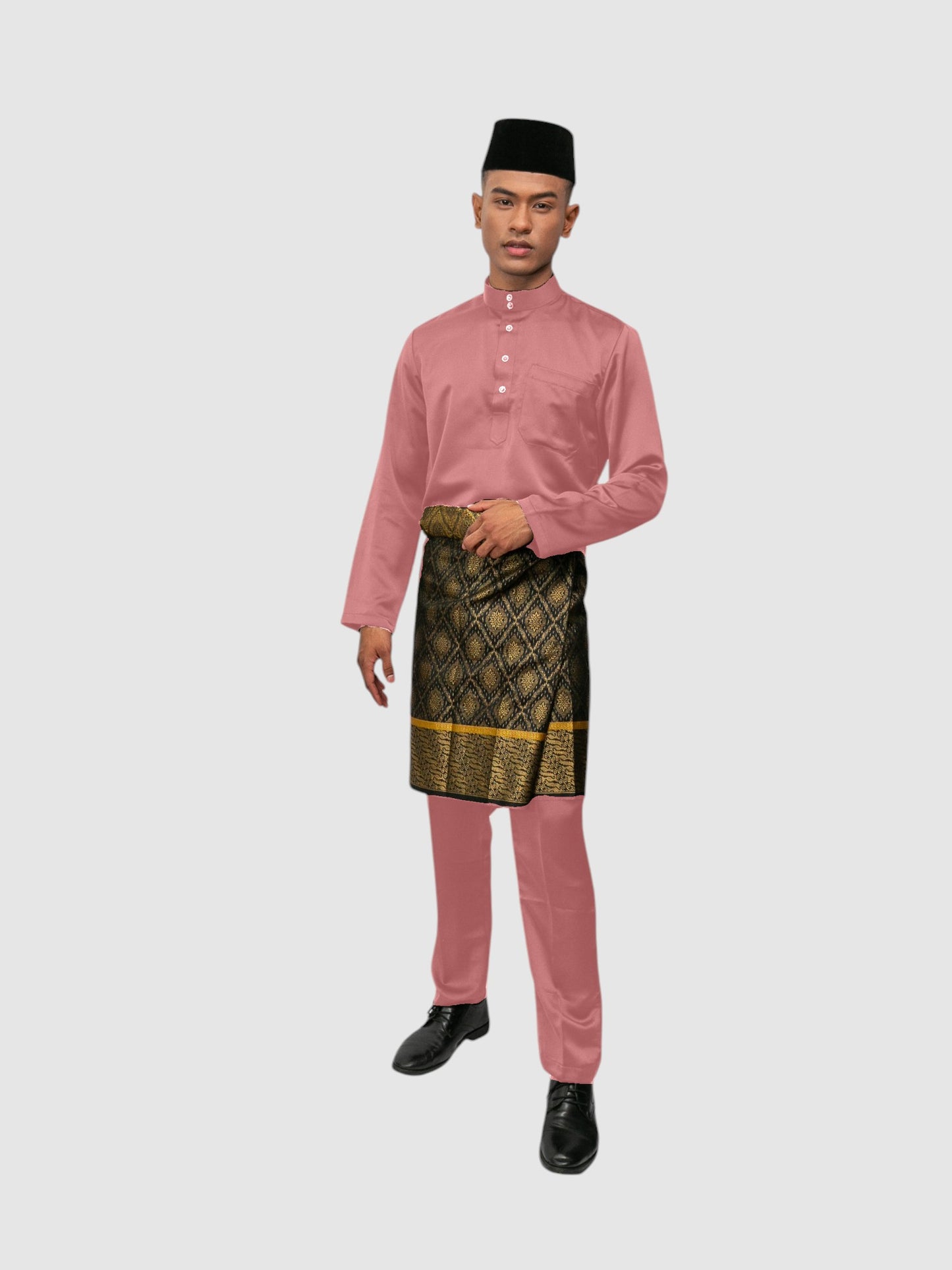 Arjuna Cekak Musang Bapa & Anak Moden Fit - Merah Jambu Lembut Baju Melayu