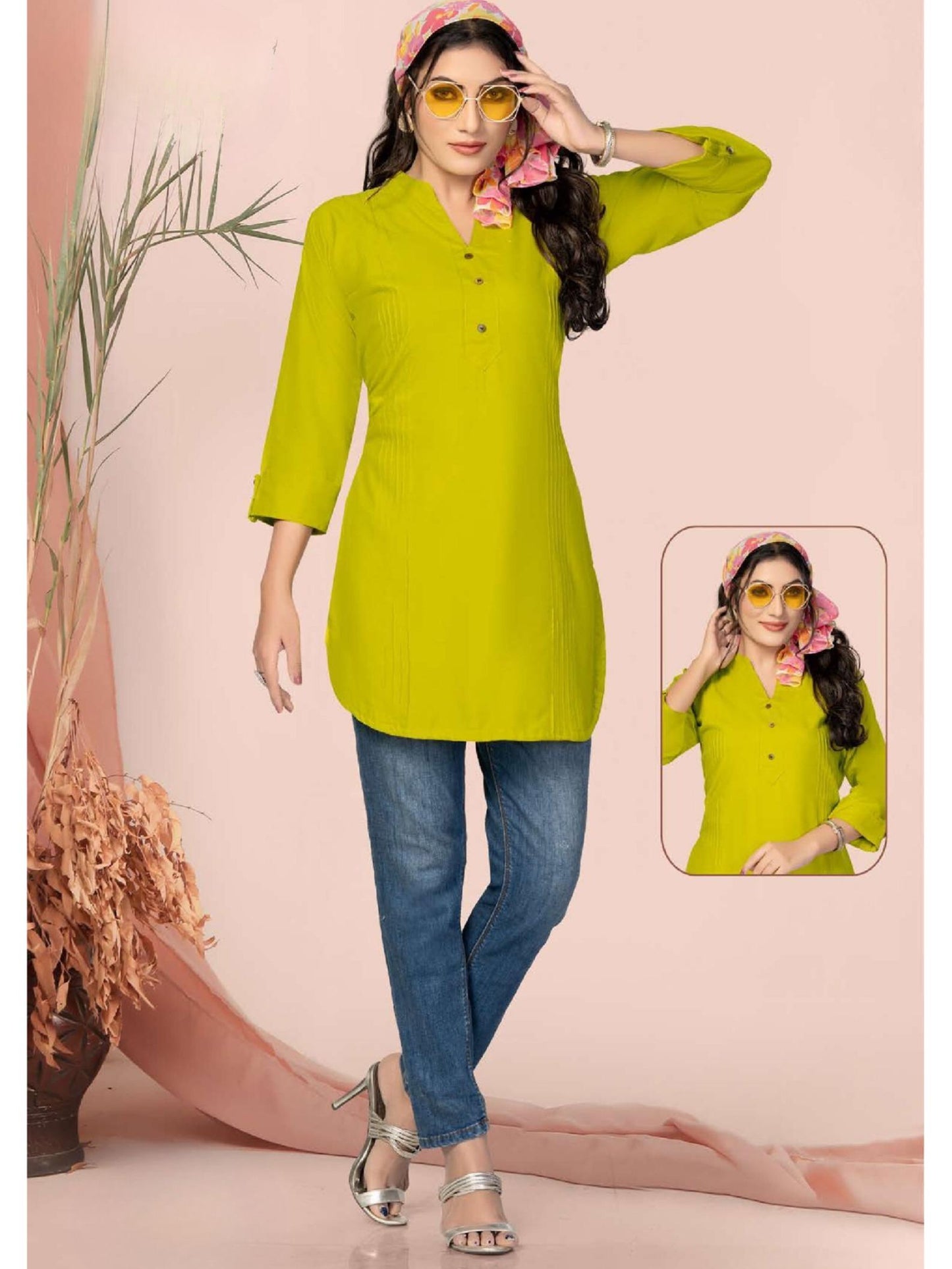Krishana Heavy Rayon Print with Embroidery Kurti Top