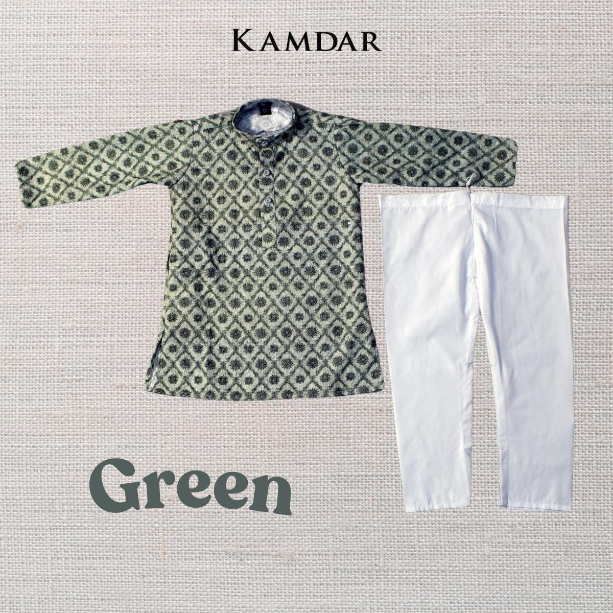 KAMDAR Jehan Kurta Set Kurta Kanak-kanak dengan Seluar Kurta Etnik Piyama untuk Kanak-kanak Lelaki, Pakaian Etnik India Mampu Milik Katun Kurta Budak Murah Fesyen Baju Deepavali