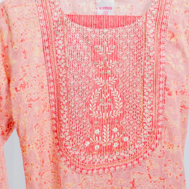 KAMDAR Sima Cotton Sulam Kurti dengan Seluar Readymade Set 2-in-1 untuk Wanita (S - 3XL) Plus Size Set Pallazo Ketibaan Baru Cantik & Trendi Lengan Pakaian Tradisional Fesyen Deepavali