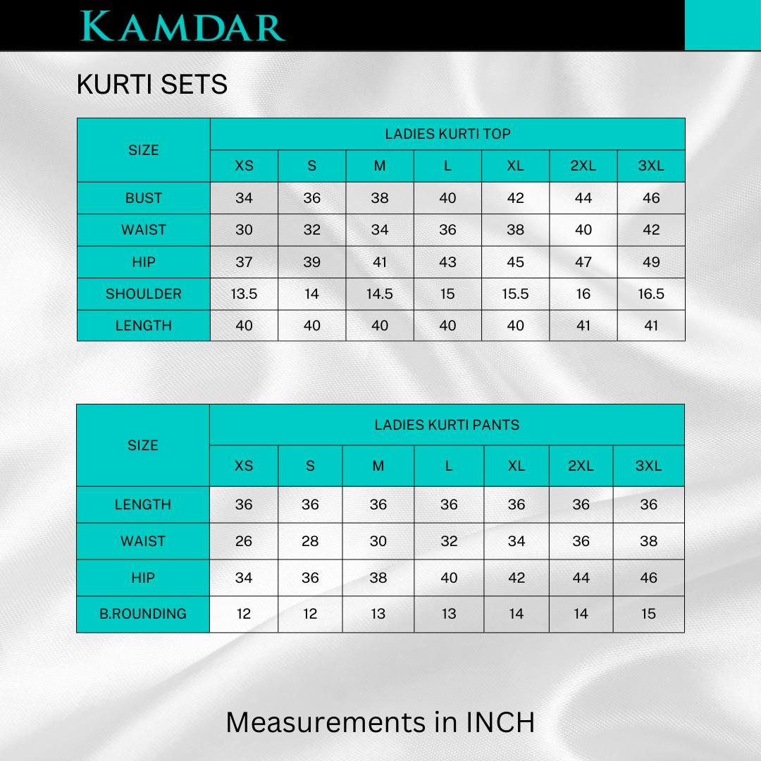 KAMDAR Sima Cotton Sulam Kurti dengan Seluar Readymade Set 2-in-1 untuk Wanita (S - 3XL) Plus Size Set Pallazo Ketibaan Baru Cantik & Trendi Lengan Pakaian Tradisional Fesyen Deepavali