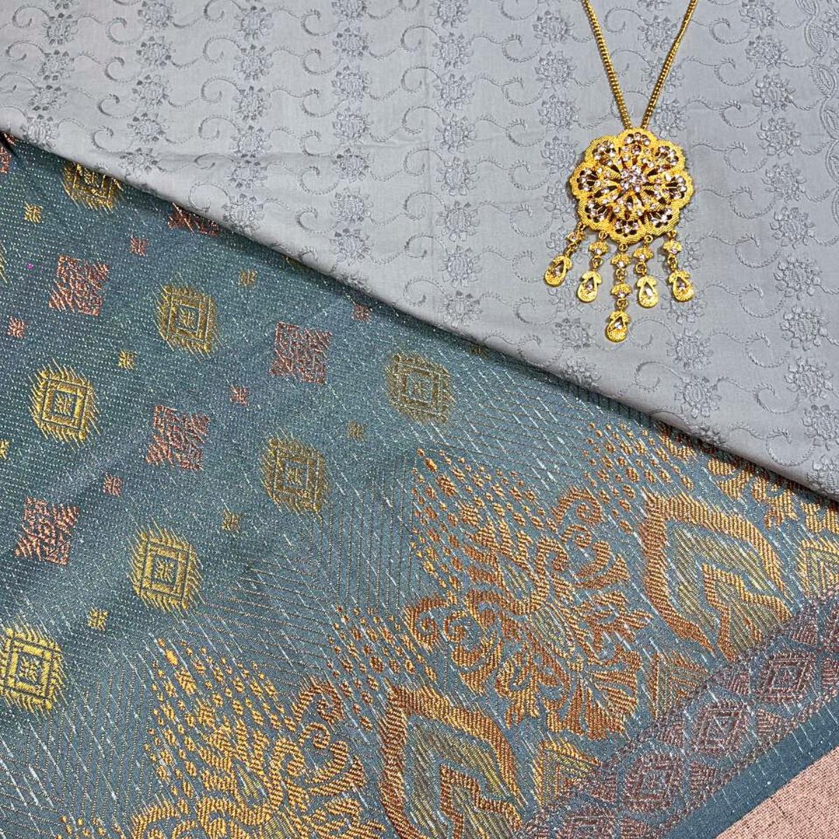 Big Border Songket and Mix Cotton Embroidery Combo Set