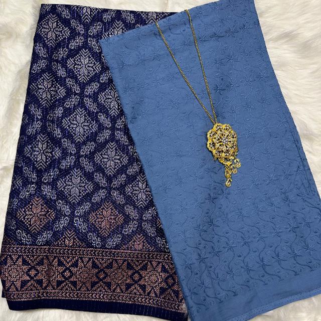 Peti Perak Songket with Mix Cotton Embroidery Combo Set
