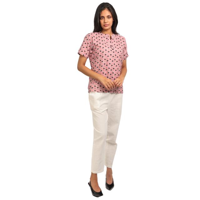 Kurti Bercetak KAMDAR/Atas Dengan Kolar Mandarin 3 Butang untuk Wanita (S-3XL) Plus Saiz Gaya Kasual Lengan Trendy & Selesa Kurti Murah