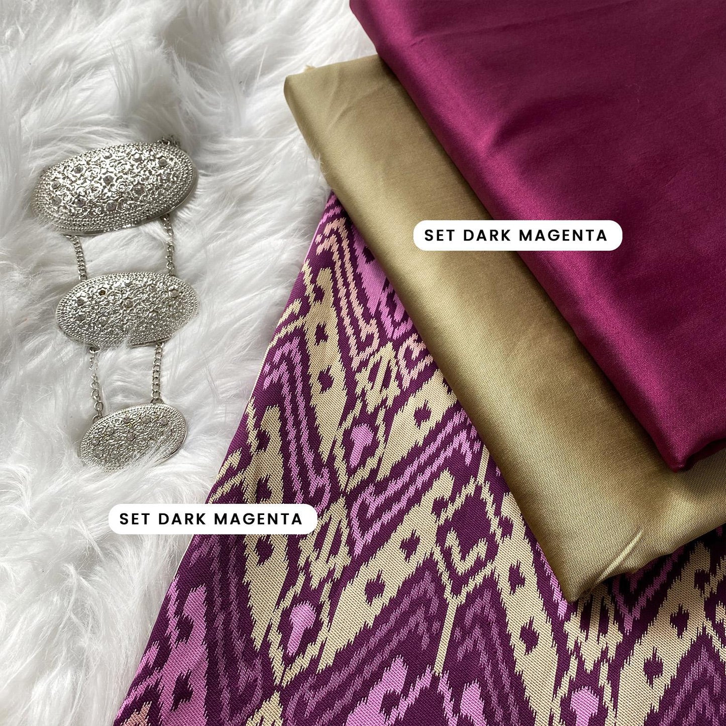 Plain Taffeta with Matching Ikkat Jacquard Combo Set