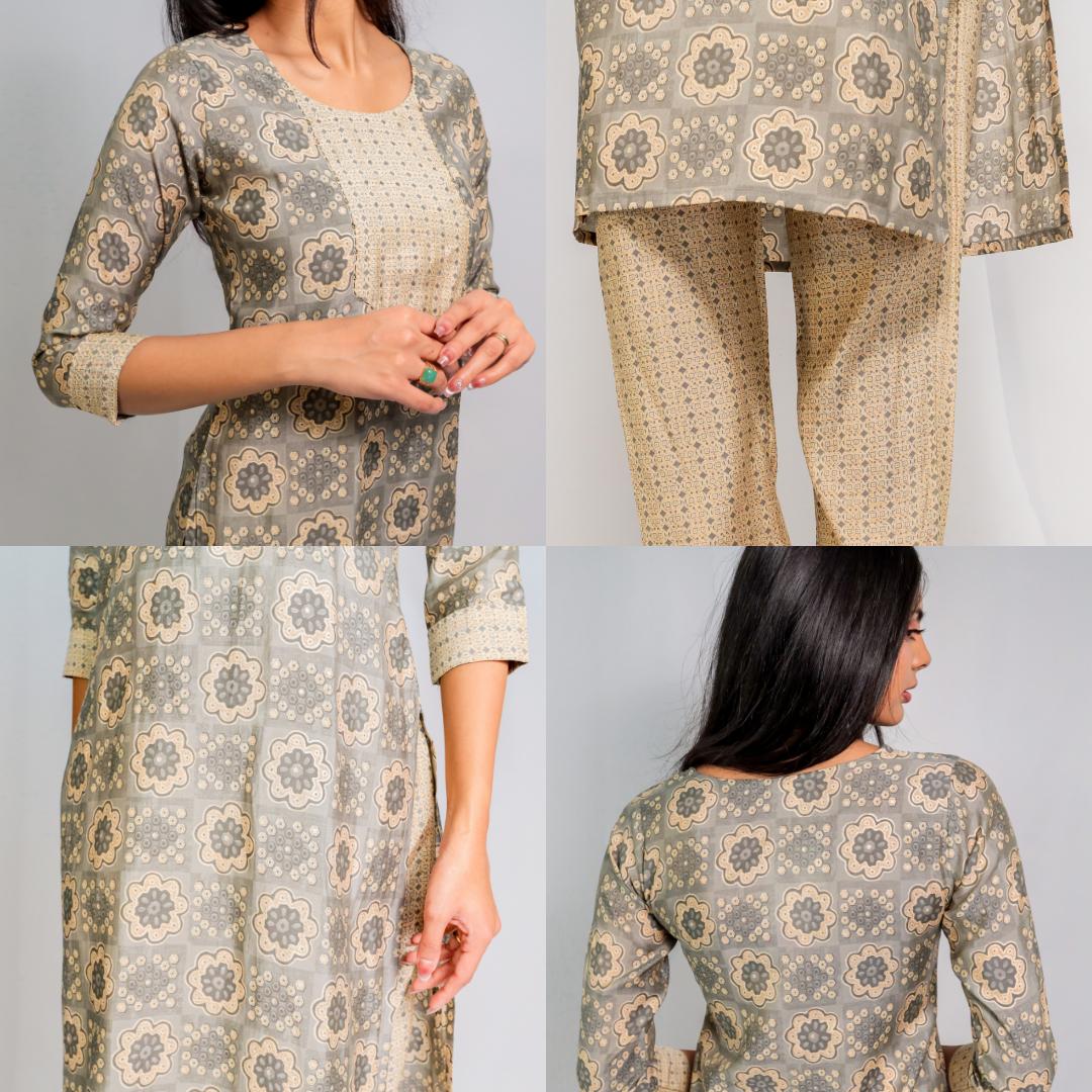 KAMDAR Rupali Kurti dengan Seluar Set 2-dalam-1 Sedia untuk Wanita (S - 3XL) Set Pallazo Pakaian Kuil Ketibaan Baru Pakaian Tradisional yang Cantik & Bergaya Pakaian Fesyen Deepavali