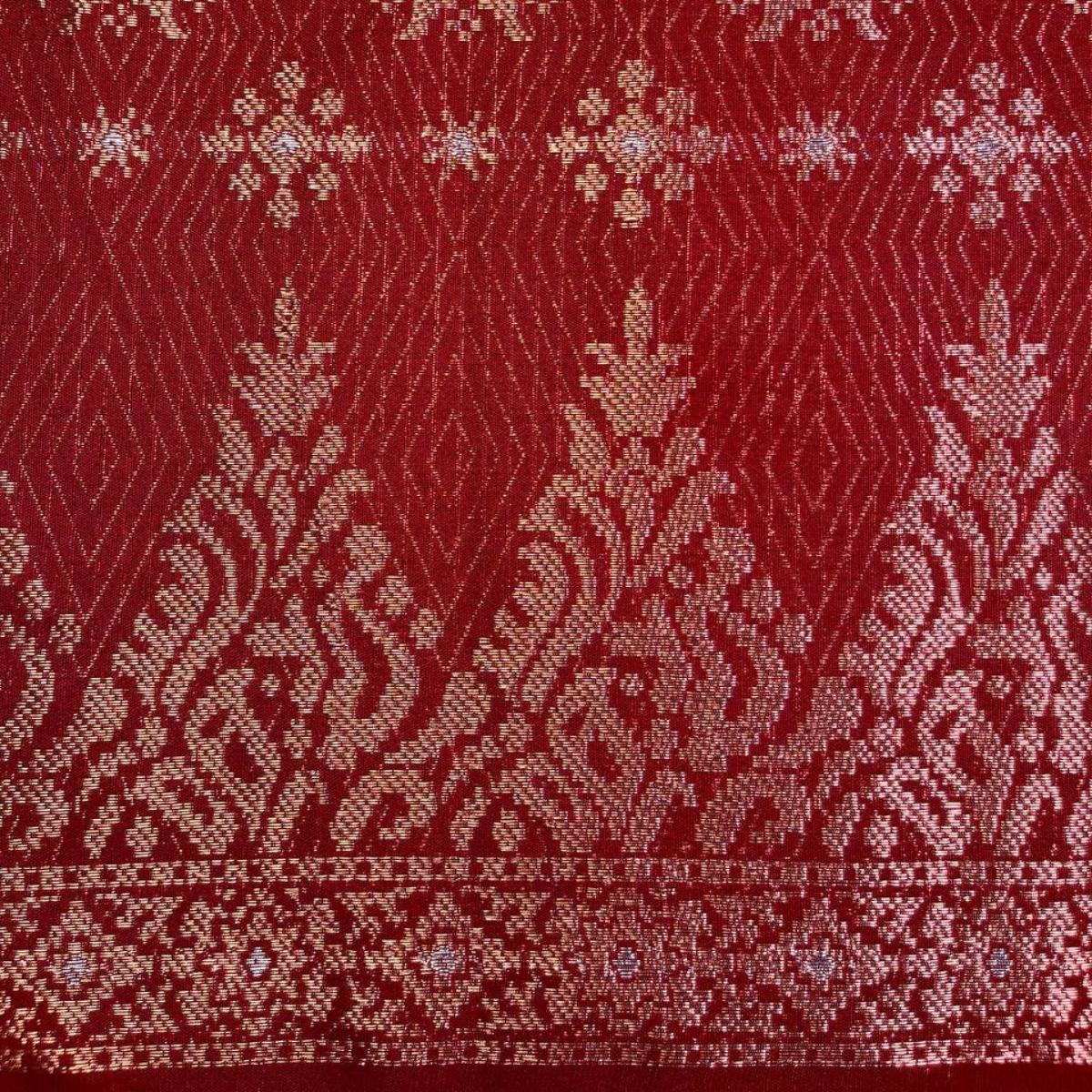 Triangle Border Songket with Mix Cotton Embroidery Combo Set