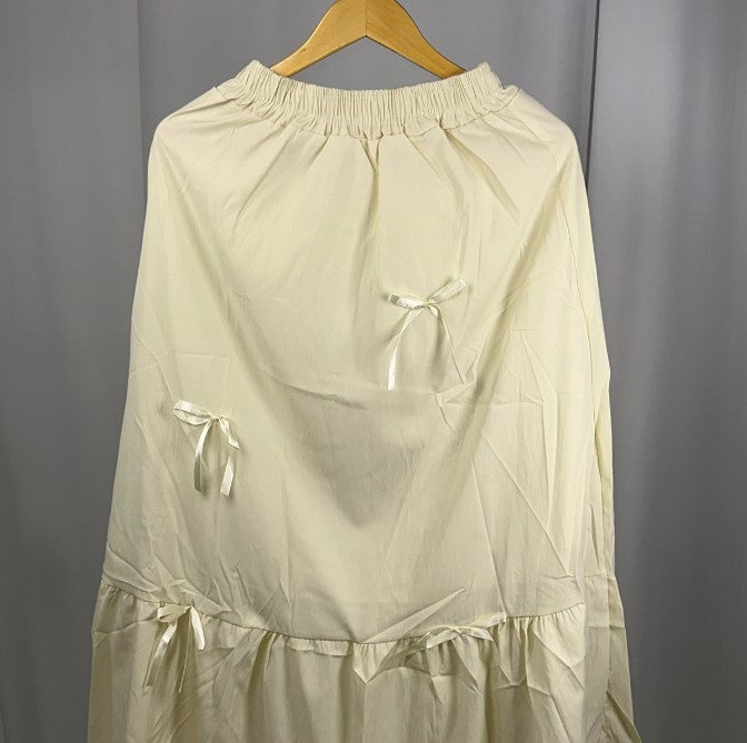 Bow Pleated Full Length Skirt