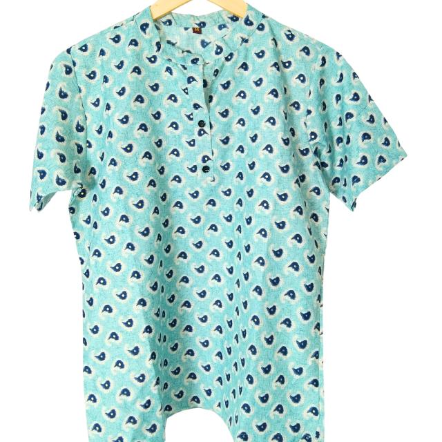 Kurti Bercetak KAMDAR/Atas Dengan Kolar Mandarin 3 Butang untuk Wanita (S-3XL) Plus Saiz Gaya Kasual Lengan Trendy & Selesa Kurti Murah