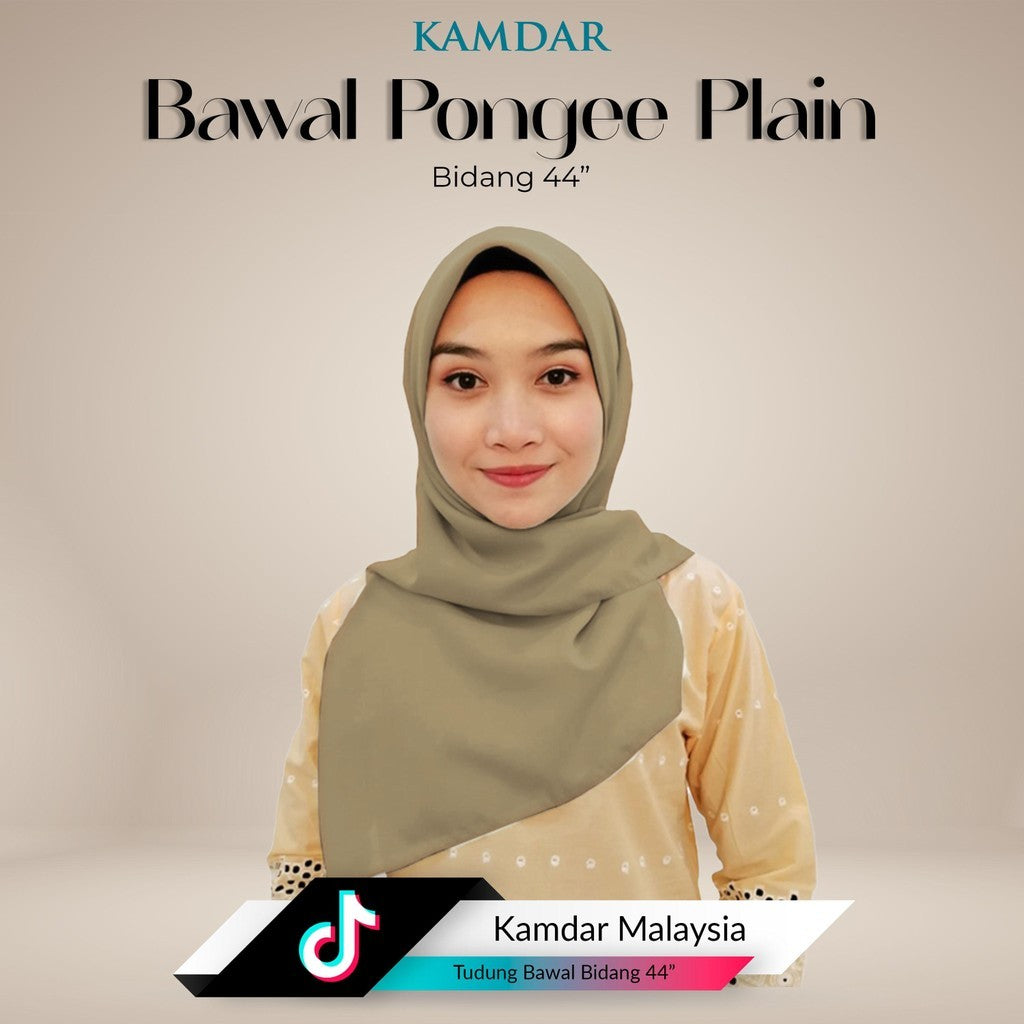 Bawal Elvia Pongee Plain Square Hijab 44"