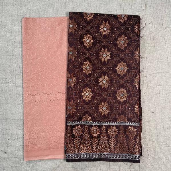 Pastel Cotton Cambric 40S with Metallic Songket Combo Set
