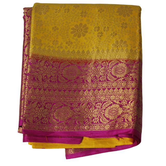 Copper Brocade Saree with Tassel