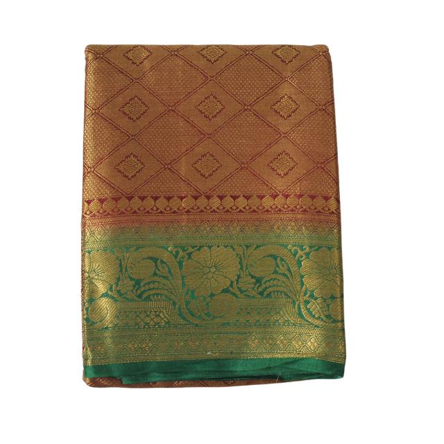 Copper Brocade Saree with Tassel