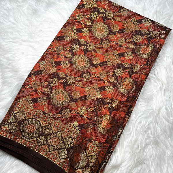 Orange Songket and Taffeta Plain Combo Set