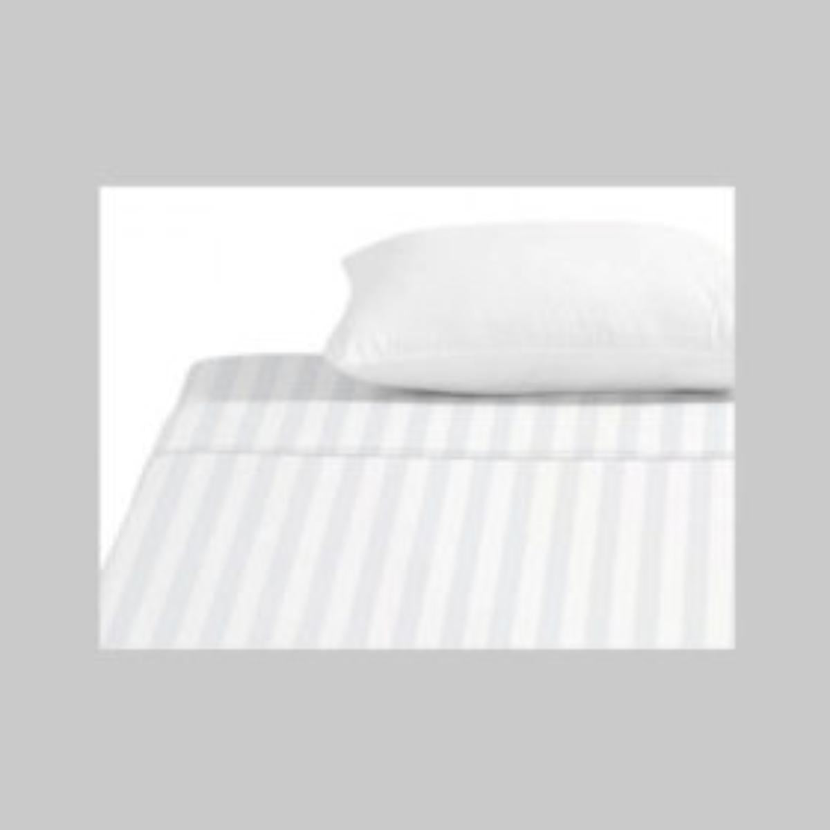 Cadar Katil Rata KAMDAR 1 Inch Stripe Bestseller Ready Stock untuk Hotel, Rumah dan AirBnB Cadar Katil Putih Soft